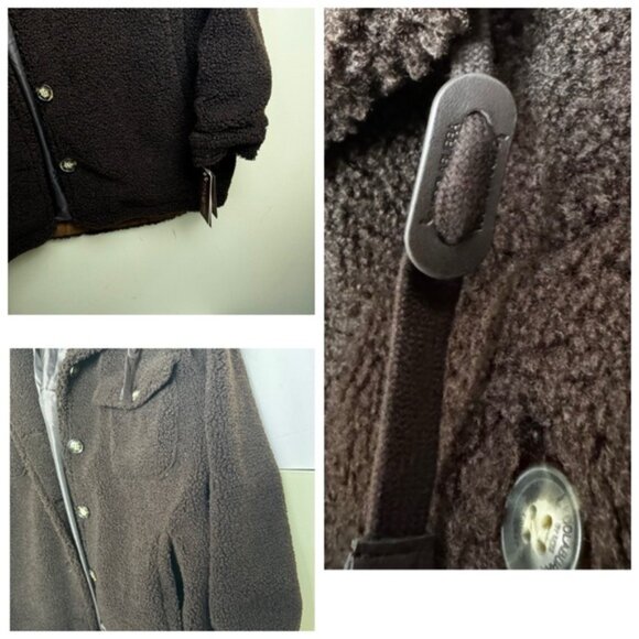UGG Kookaburra NEW Oversized Sherpa Fleece Jacket Shacket Brown Warm SoftCozy XL - Picture 12 of 16